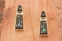 Calvin Begay Night Sky Sterling Silver Navajo Post Earrings